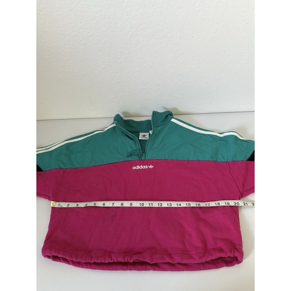 Adidas Originals Vintage 90's Color-Block Half Zip Cropped Sweatshirt Size M - Picture 13 of 15